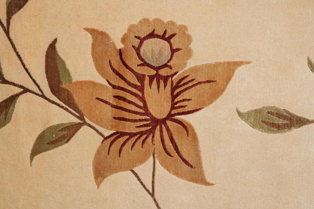 9 x 12 High Quality Handmade Wool and Silk Contemporary Floral Rug #F-4087