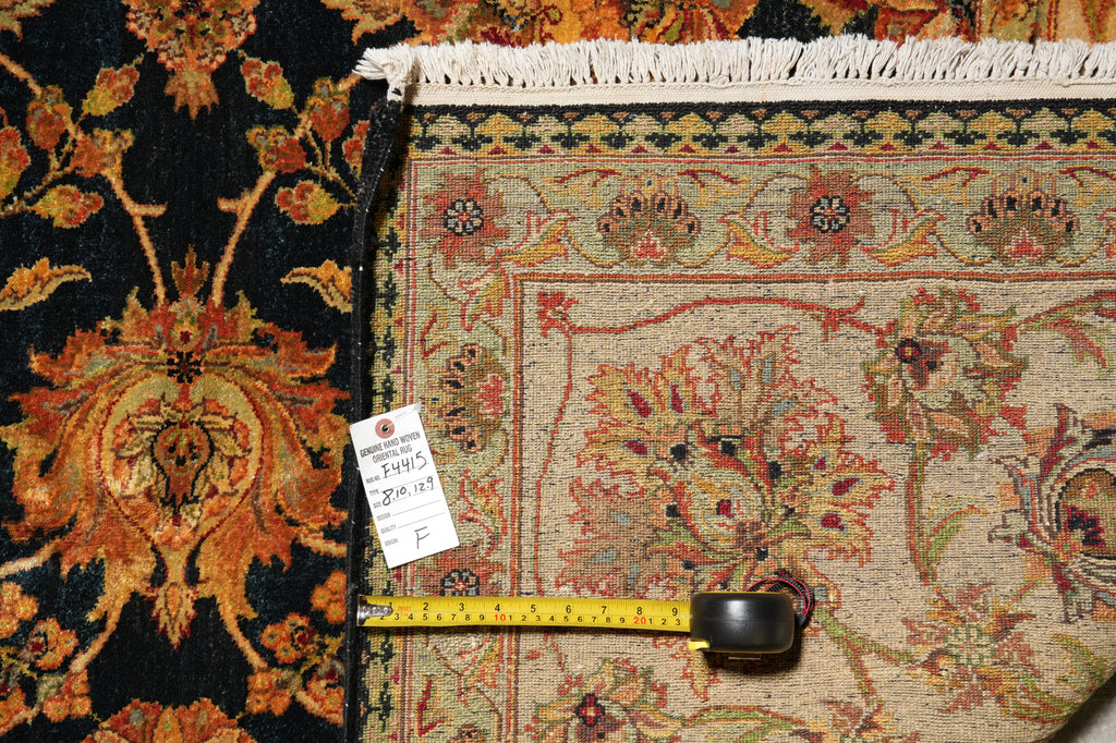 8.10 x 12.9 Quality Handmade Jaipur Rug Black Gold #F-4415