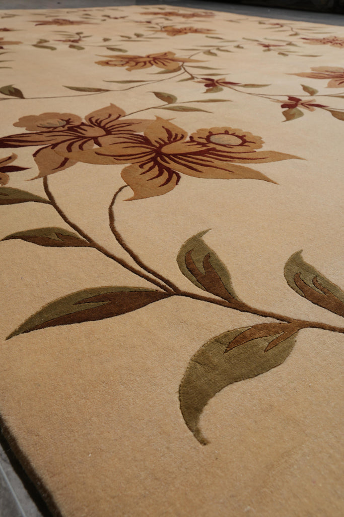 9 x 12 High Quality Handmade Wool and Silk Contemporary Floral Rug #F-4087