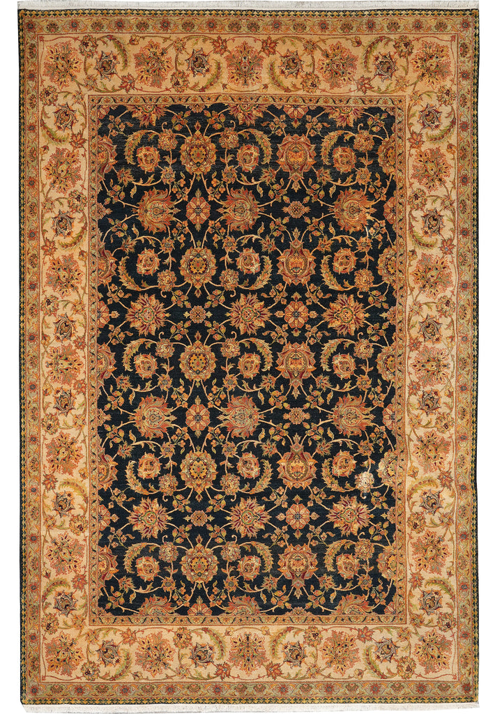 8.10 x 12.9 Quality Handmade Jaipur Rug Black Gold #F-4415