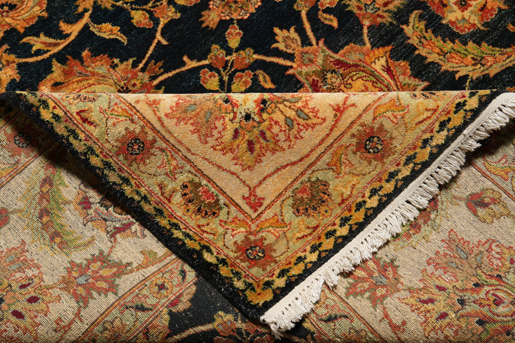8.10 x 12.9 Quality Handmade Jaipur Rug Black Gold #F-4415
