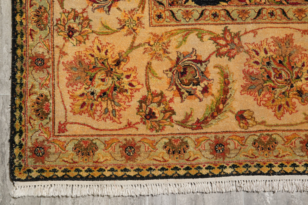 8.10 x 12.9 Quality Handmade Jaipur Rug Black Gold #F-4415