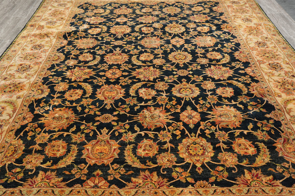 8.10 x 12.9 Quality Handmade Jaipur Rug Black Gold #F-4415