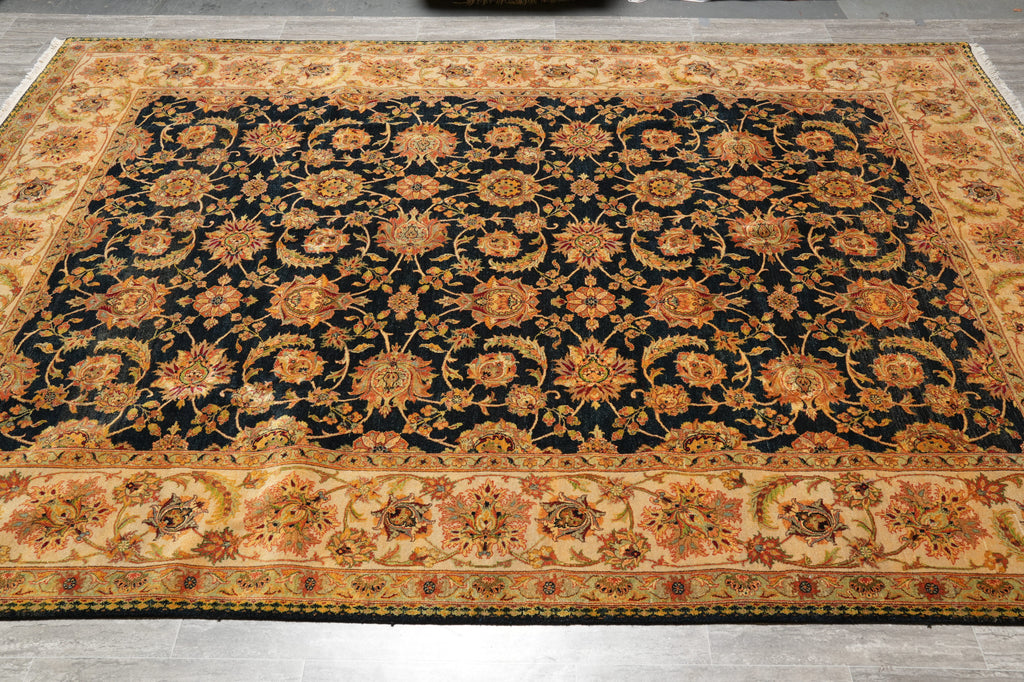 8.10 x 12.9 Quality Handmade Jaipur Rug Black Gold #F-4415