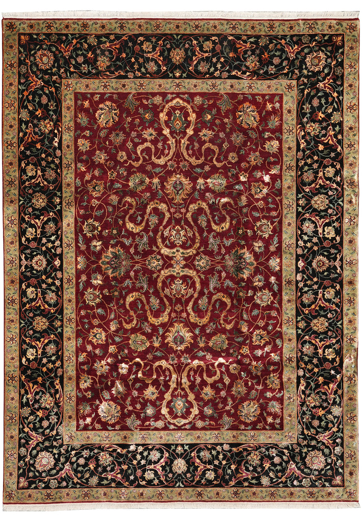 9.1 x 12.2 Fine Quality Wool and Silk Hanmade Jaipur Rug #PIX-805-16
