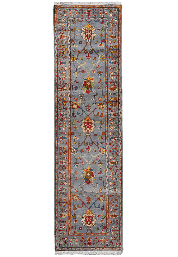 2.7 x 9 10 Feet Runner Aqua Blue Wool Kazak Rug #F-3275