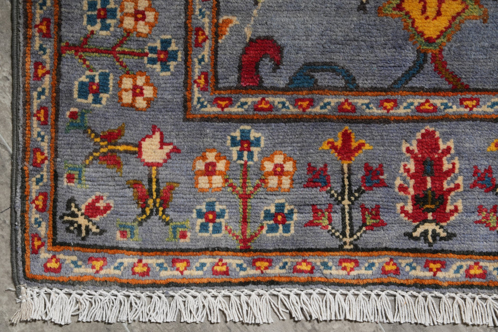 2.7 x 9 10 Feet Runner Aqua Blue Wool Kazak Rug #F-3275