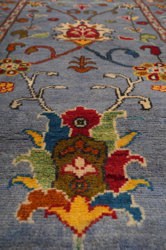 2.7 x 9 10 Feet Runner Aqua Blue Wool Kazak Rug #F-3275