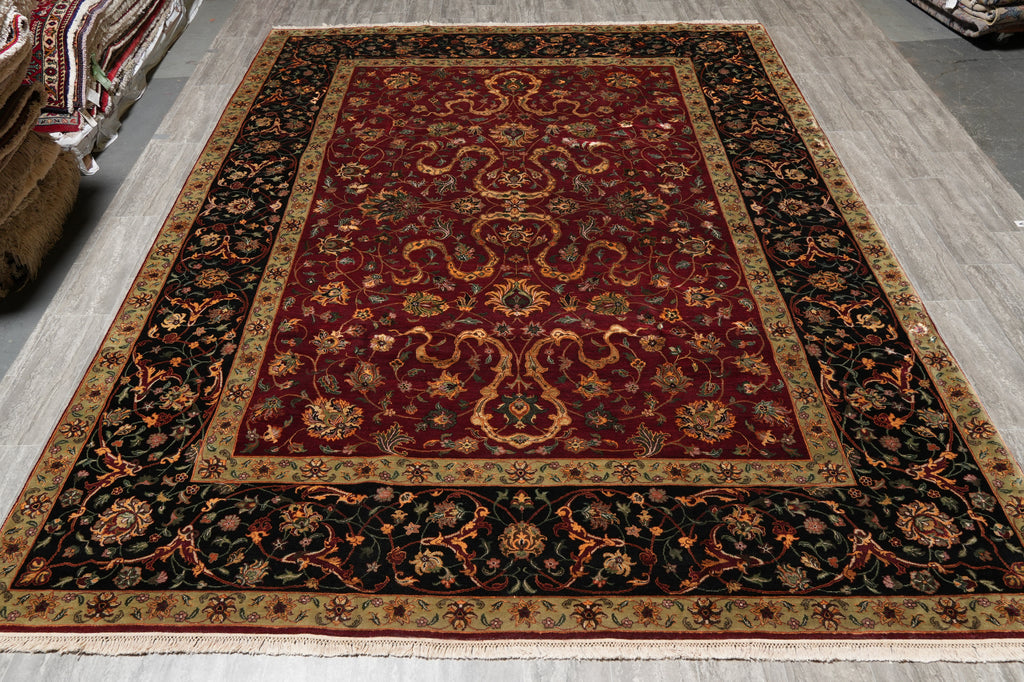 9.1 x 12.2 Fine Quality Wool and Silk Hanmade Jaipur Rug #PIX-805-16