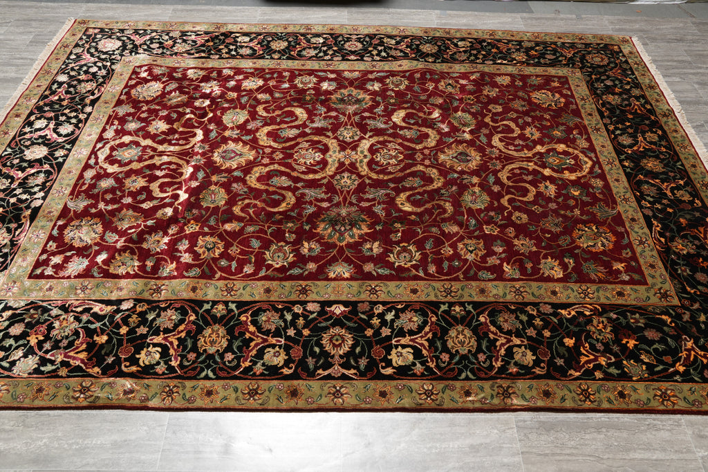 9.1 x 12.2 Fine Quality Wool and Silk Hanmade Jaipur Rug #PIX-805-16