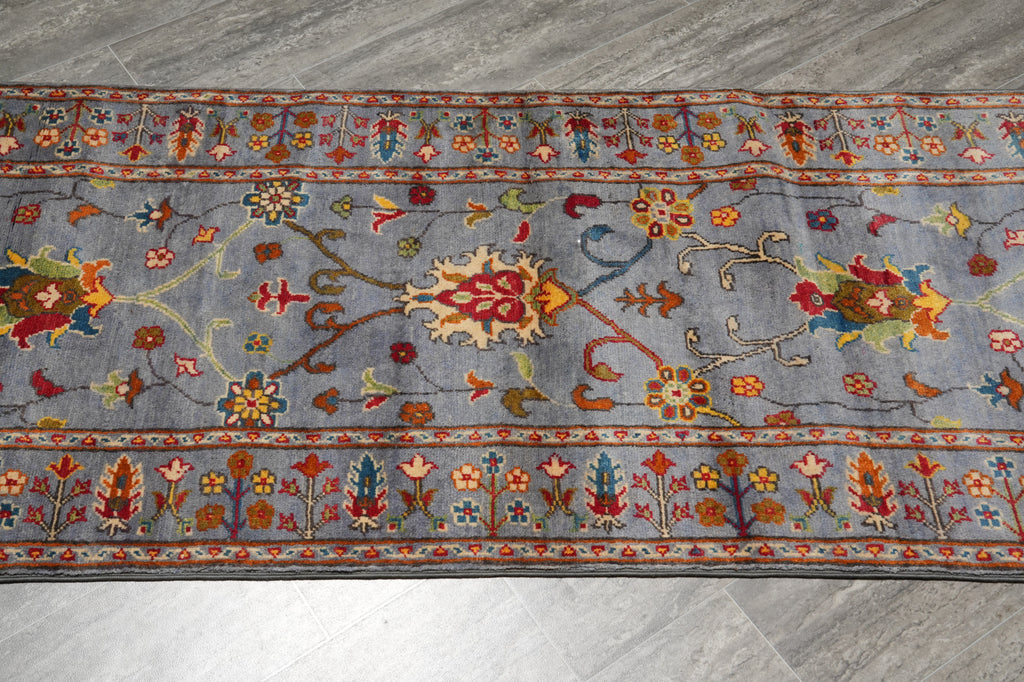 2.7 x 9 10 Feet Runner Aqua Blue Wool Kazak Rug #F-3275