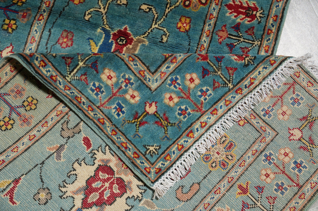 2.9 x 10 Feet Kazak geometric Runner Blue Green Newly Imported #F-3277