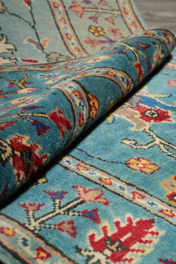 2.9 x 10 Feet Kazak geometric Runner Blue Green Newly Imported #F-3277