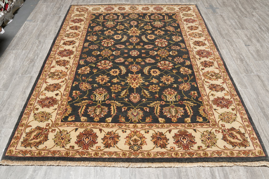 5.7 x 7.10 New Handmade Jaipur Rug Charcoal #F-4416