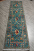 Load image into Gallery viewer, 2.9 x 10 Feet Kazak geometric Runner Blue Green Newly Imported #F-3277