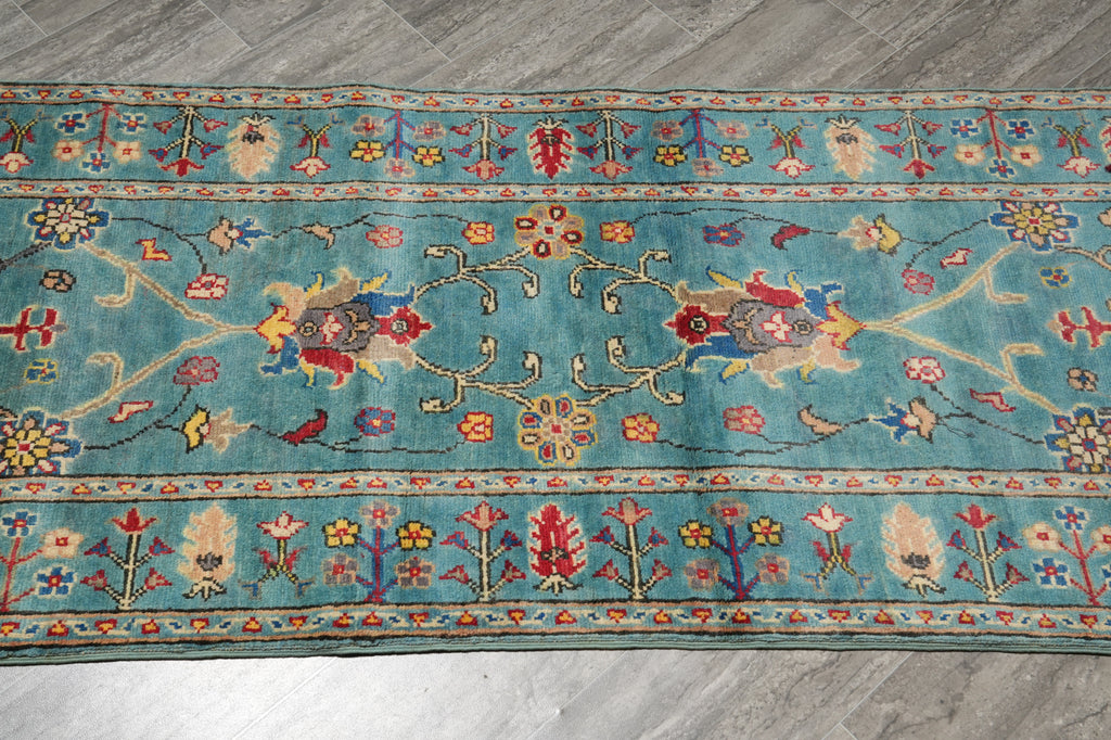 2.9 x 10 Feet Kazak geometric Runner Blue Green Newly Imported #F-3277