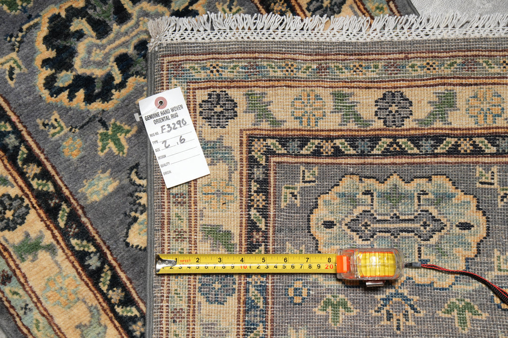 2 x 6 Feet Short Runner Gray Wool Kazak #F-3290