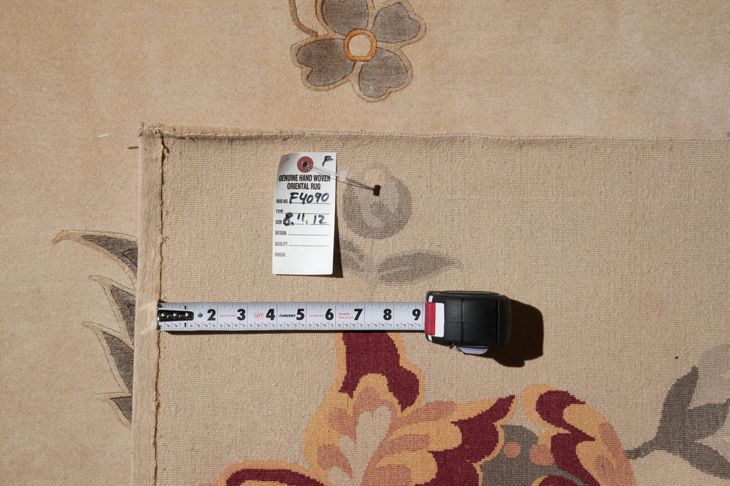 9 x 12.0 Fine Weave Handmade Wool and Silk Quality Modern Rug #F-4090