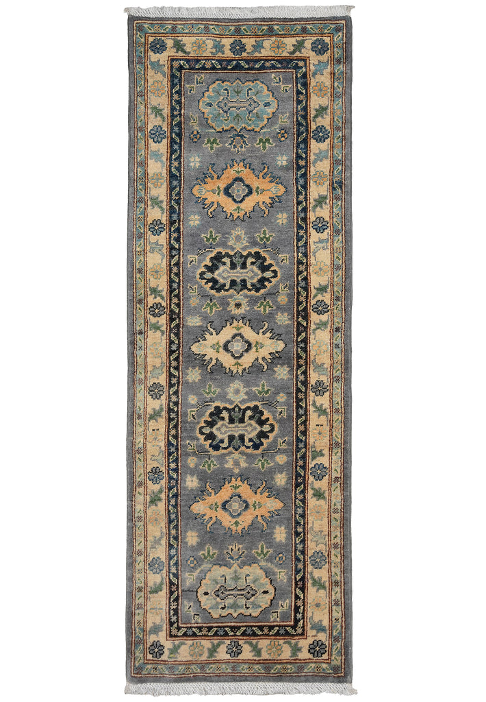 2 x 6 Feet Short Runner Gray Wool Kazak #F-3290