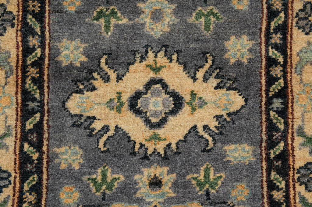 2 x 6 Feet Short Runner Gray Wool Kazak #F-3290