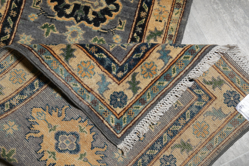 2 x 6 Feet Short Runner Gray Wool Kazak #F-3290