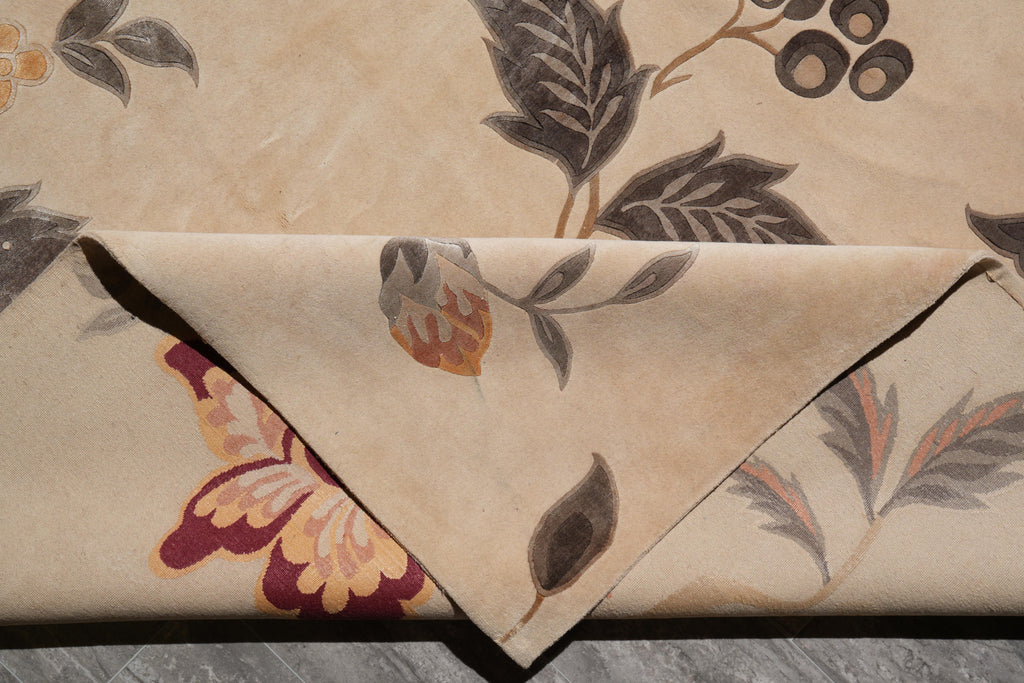 9 x 12.0 Fine Weave Handmade Wool and Silk Quality Modern Rug #F-4090