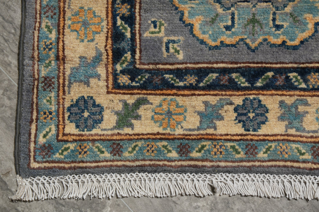 2 x 6 Feet Short Runner Gray Wool Kazak #F-3290