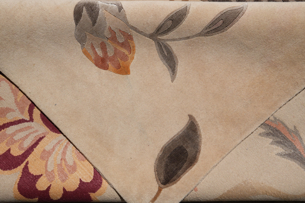 9 x 12.0 Fine Weave Handmade Wool and Silk Quality Modern Rug #F-4090