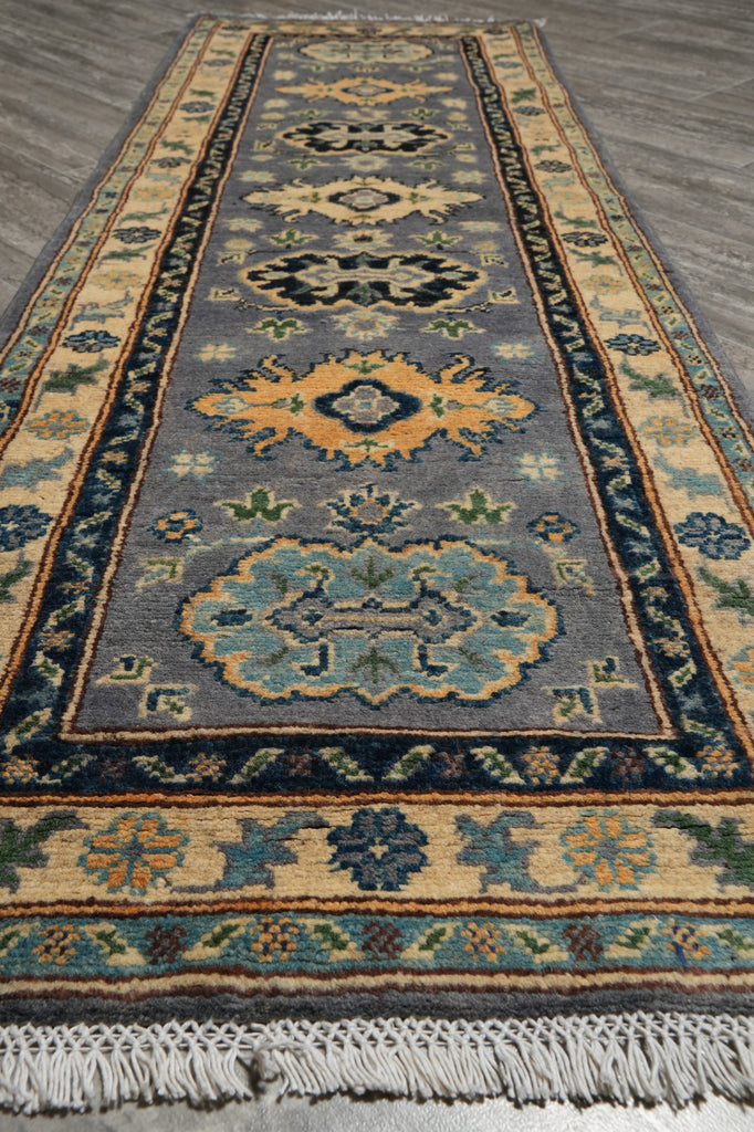 2 x 6 Feet Short Runner Gray Wool Kazak #F-3290