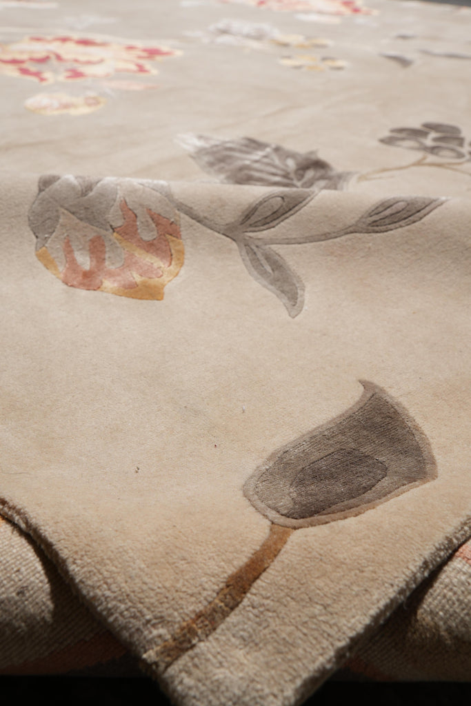 9 x 12.0 Fine Weave Handmade Wool and Silk Quality Modern Rug #F-4090