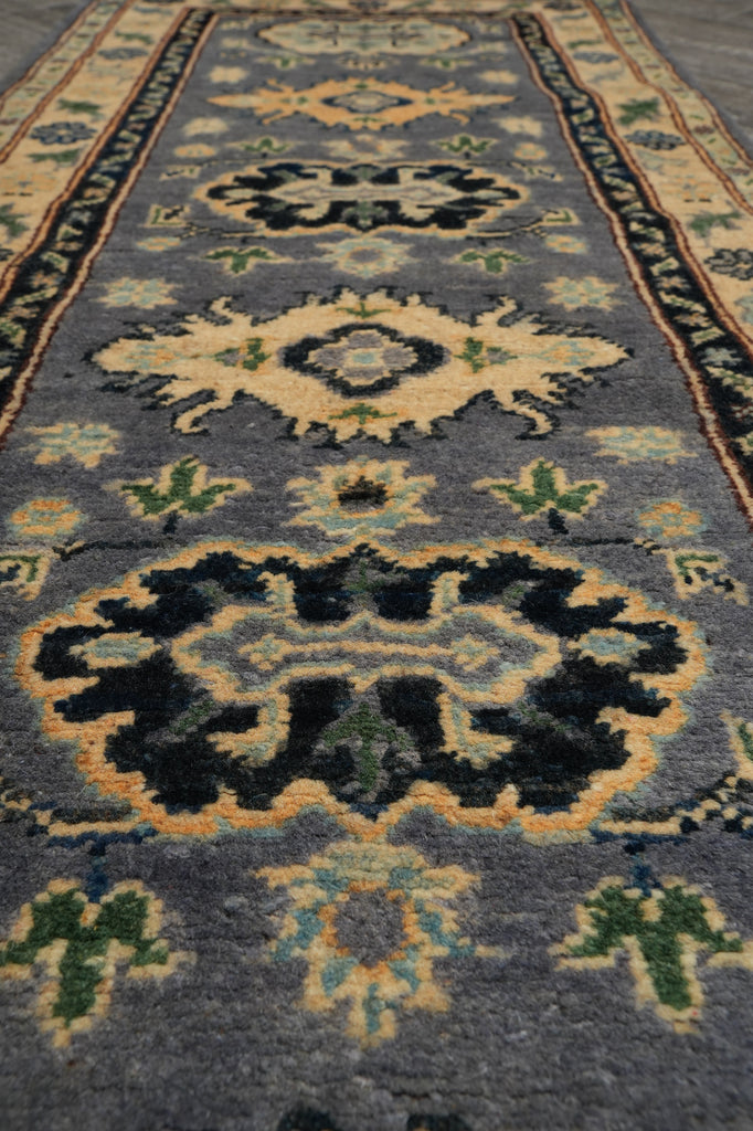 2 x 6 Feet Short Runner Gray Wool Kazak #F-3290