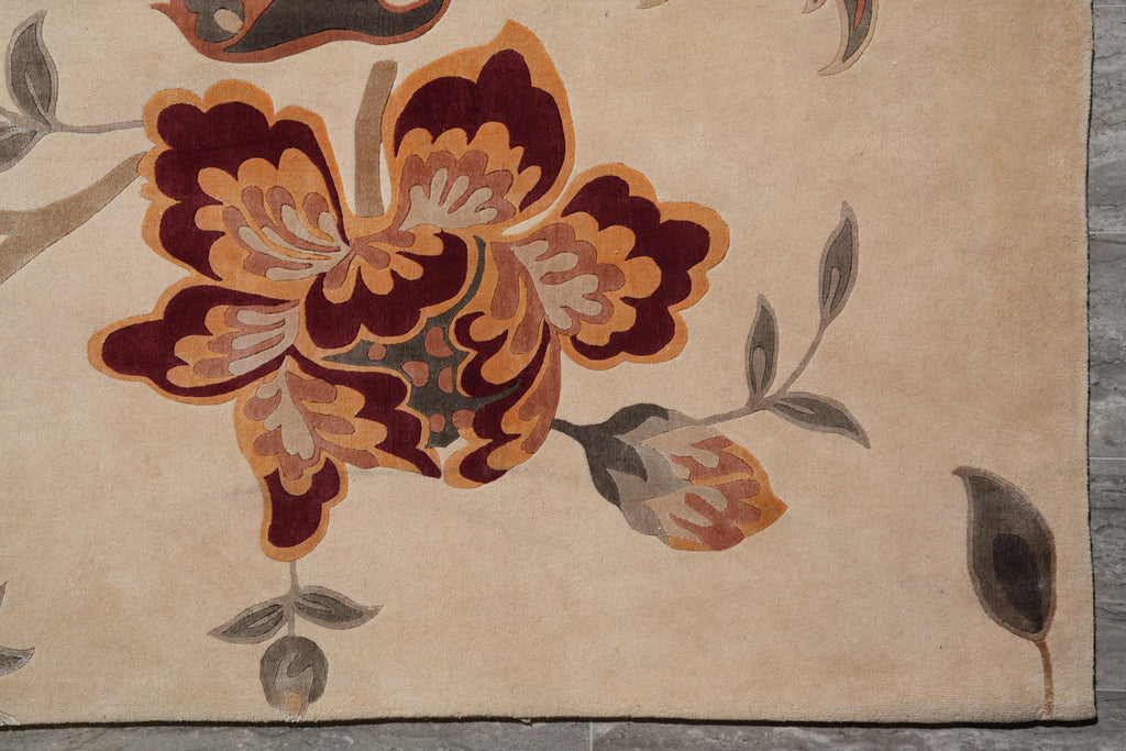 9 x 12.0 Fine Weave Handmade Wool and Silk Quality Modern Rug #F-4090