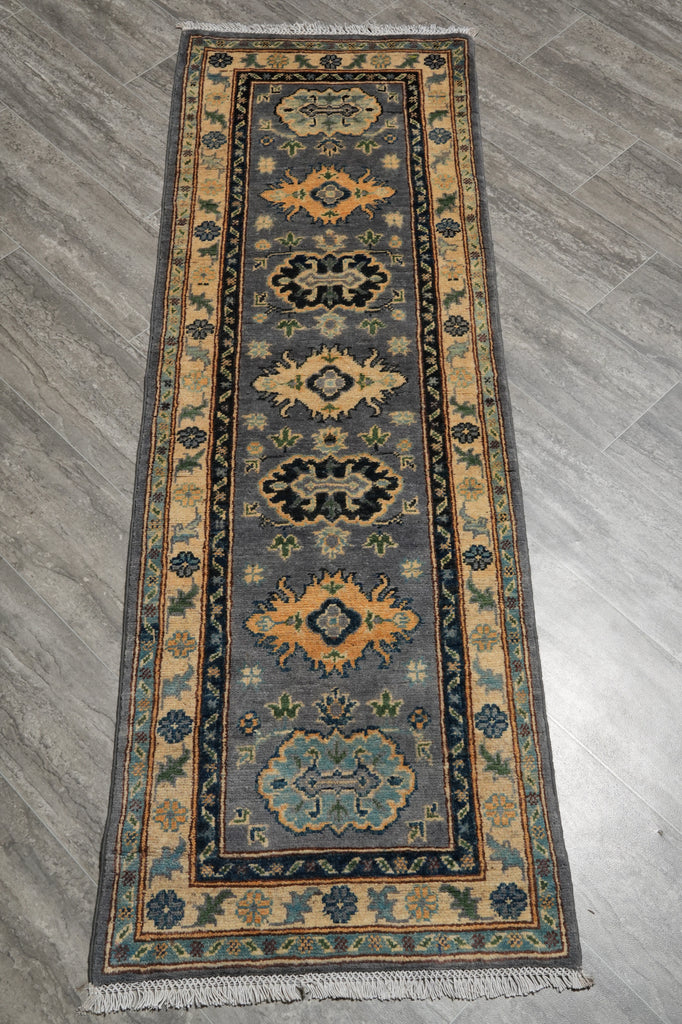 2 x 6 Feet Short Runner Gray Wool Kazak #F-3290
