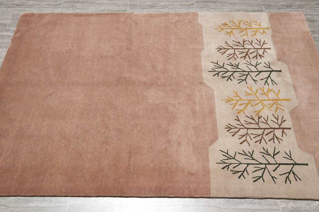 5.8 x 8  New Handmade Contemporary Rug Taup Brown #PIX-15210