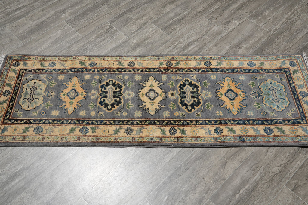 2 x 6 Feet Short Runner Gray Wool Kazak #F-3290