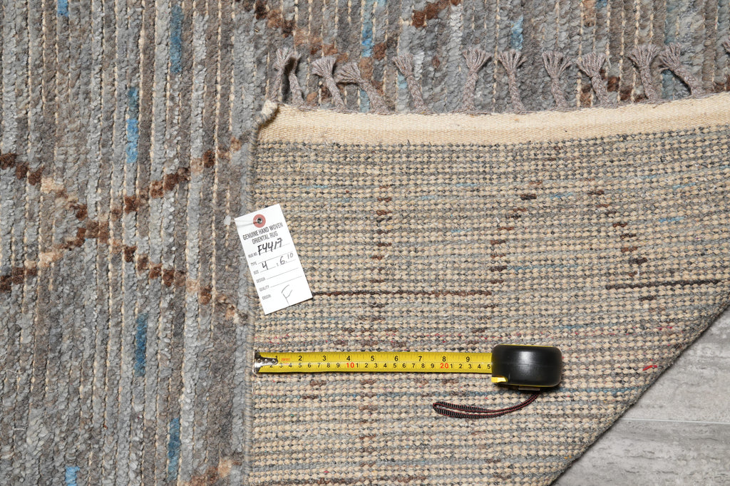 4 X 6.10 Moraco Contemporary Rug Handmade Wool Gray #F-4417