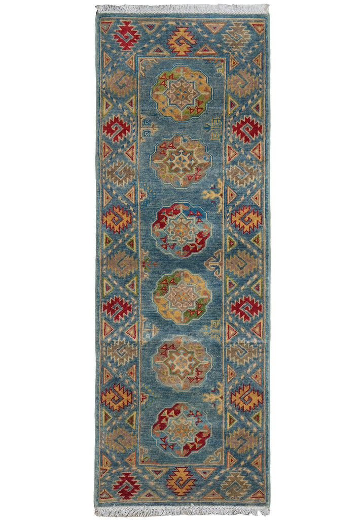 2 x 6' Feet Short Kazak Runner Aqua Blue Green #F-3289