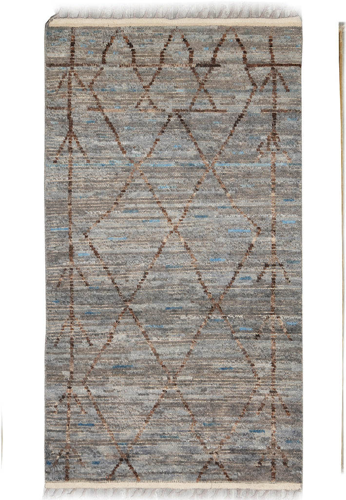 4 X 6.10 Moraco Contemporary Rug Handmade Wool Gray #F-4417