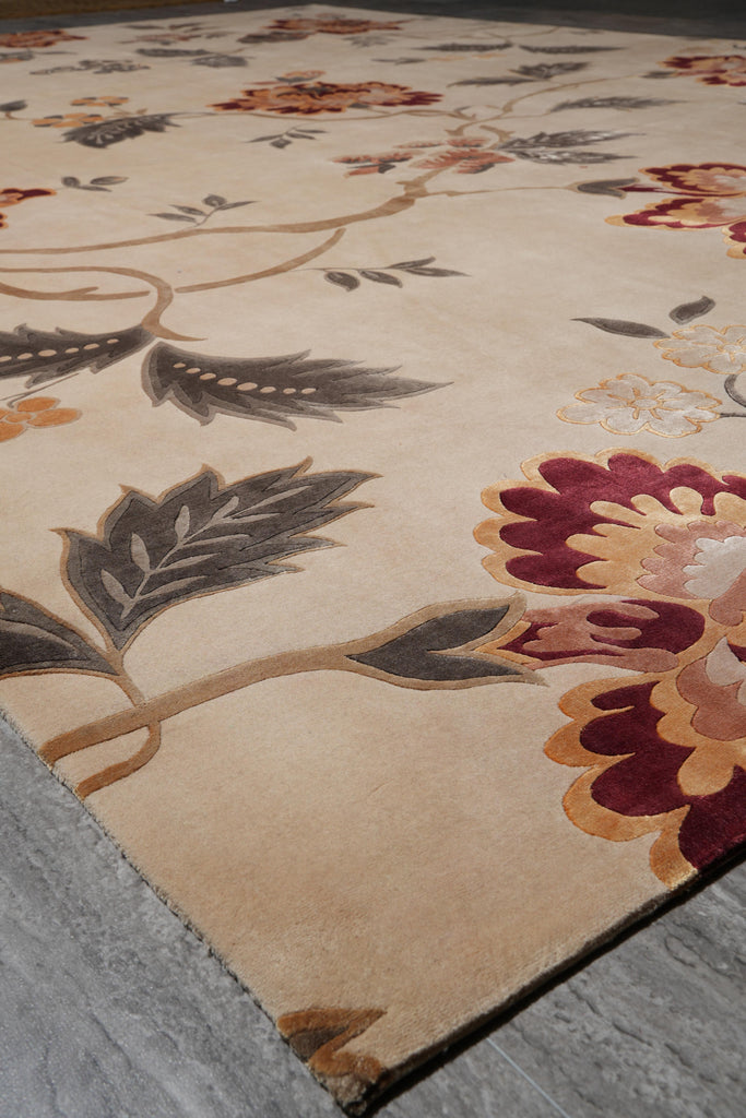 9 x 12.0 Fine Weave Handmade Wool and Silk Quality Modern Rug #F-4090