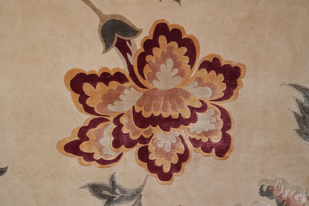 9 x 12.0 Fine Weave Handmade Wool and Silk Quality Modern Rug #F-4090