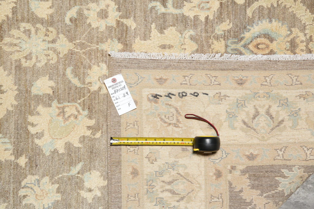 8.9 x 6 Gray Vegetable Dyed Ziglar Chobi Peshawar Rug 75504