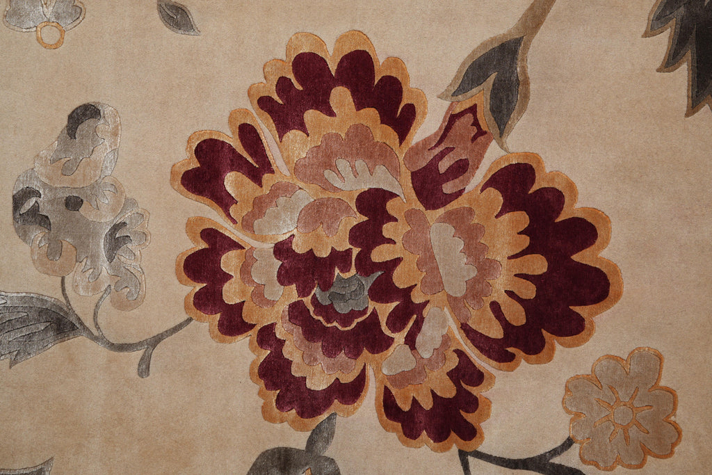 9 x 12.0 Fine Weave Handmade Wool and Silk Quality Modern Rug #F-4090