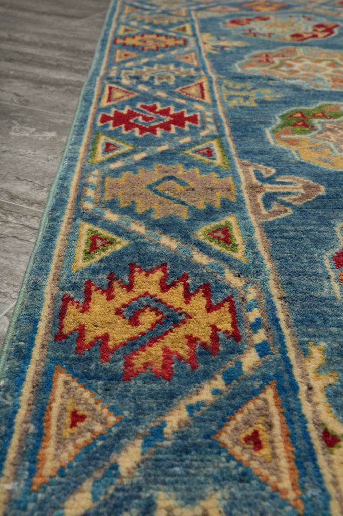2 x 6' Feet Short Kazak Runner Aqua Blue Green #F-3289