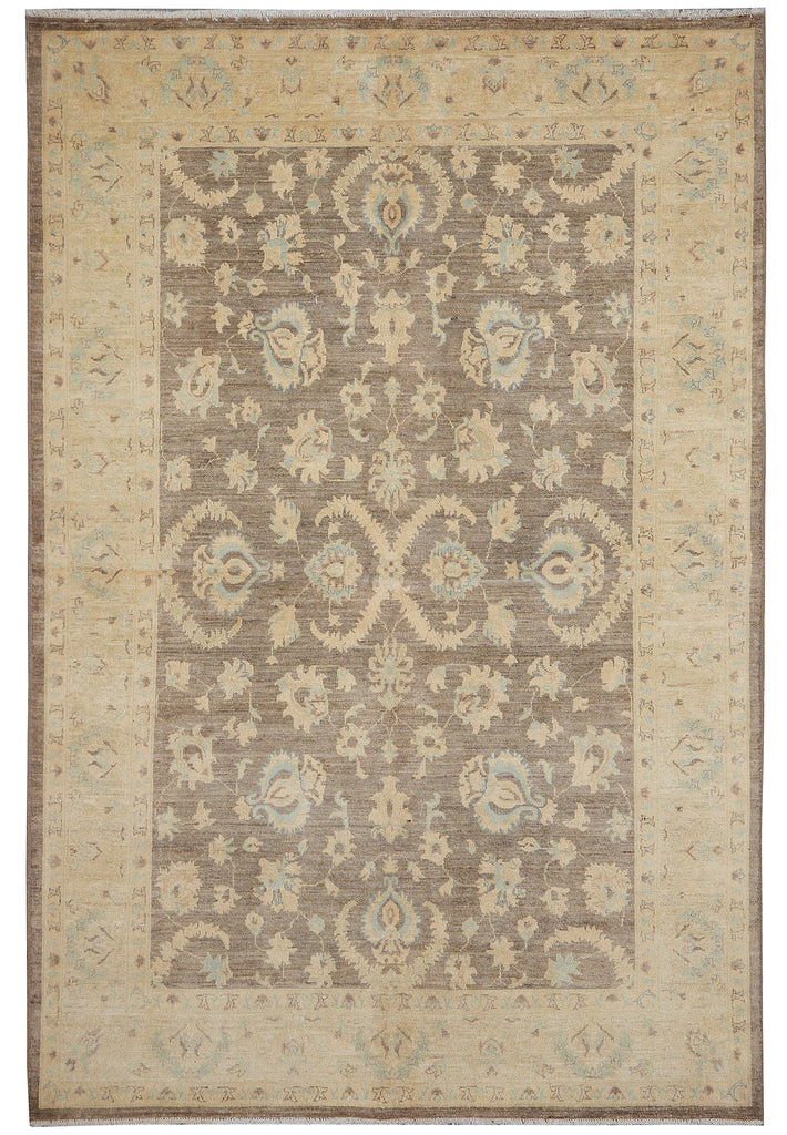 8.9 x 6 Gray Vegetable Dyed Ziglar Chobi Peshawar Rug 75504