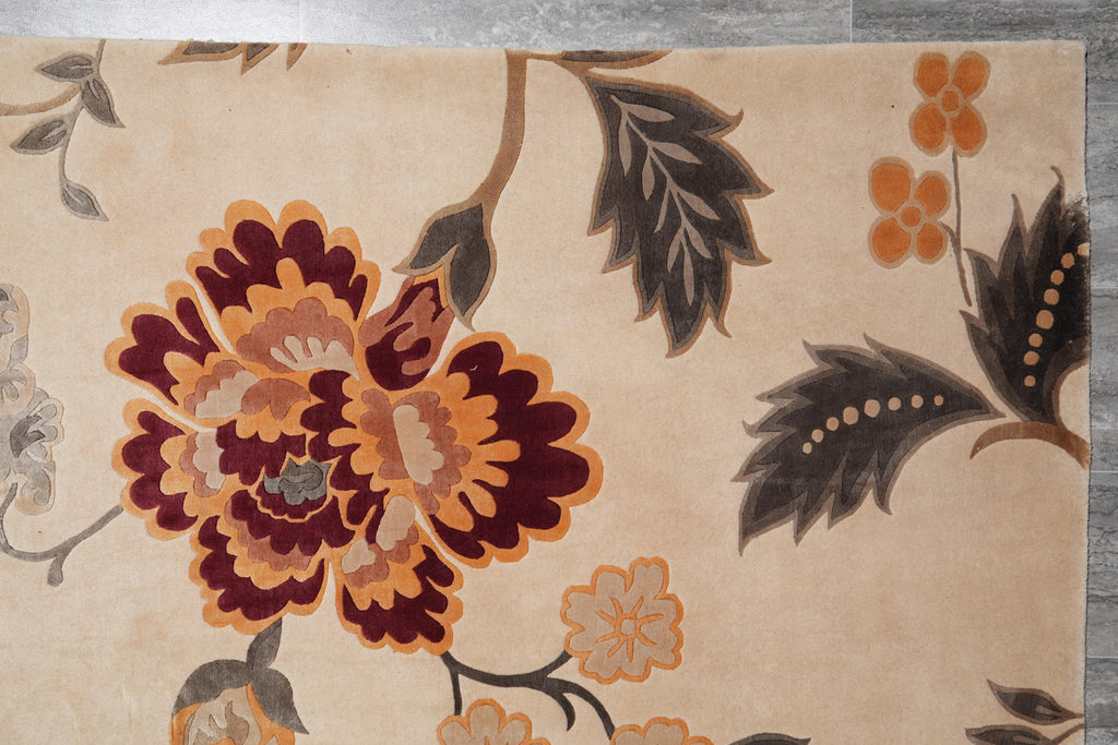 9 x 12.0 Fine Weave Handmade Wool and Silk Quality Modern Rug #F-4090