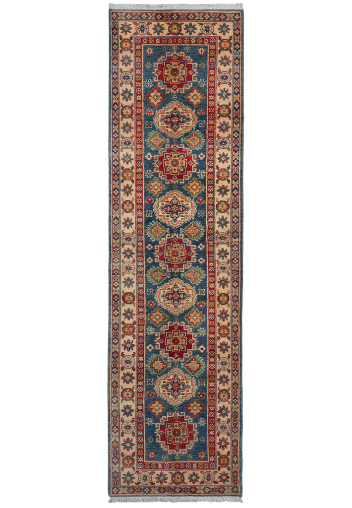 2.8 x 10' Feet Runner Handmade Afghanistan Lazak Wool Blue #F-3279