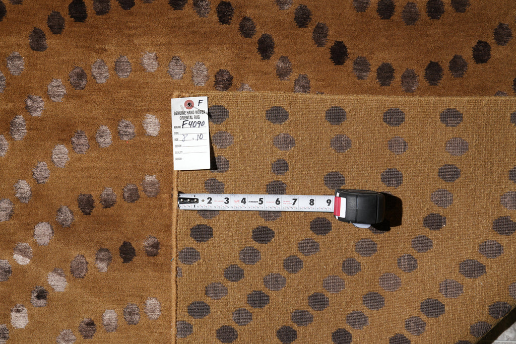 8 x 10 Contemporary Handmade Wool and Silk Rug #F-4090B