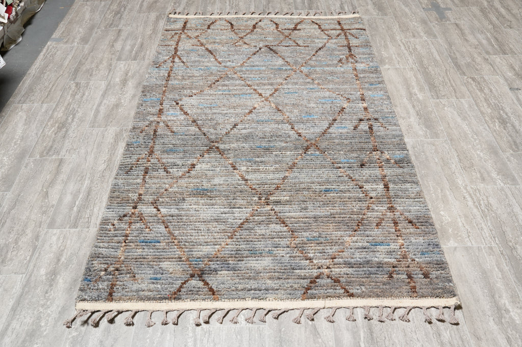 4 X 6.10 Moraco Contemporary Rug Handmade Wool Gray #F-4417