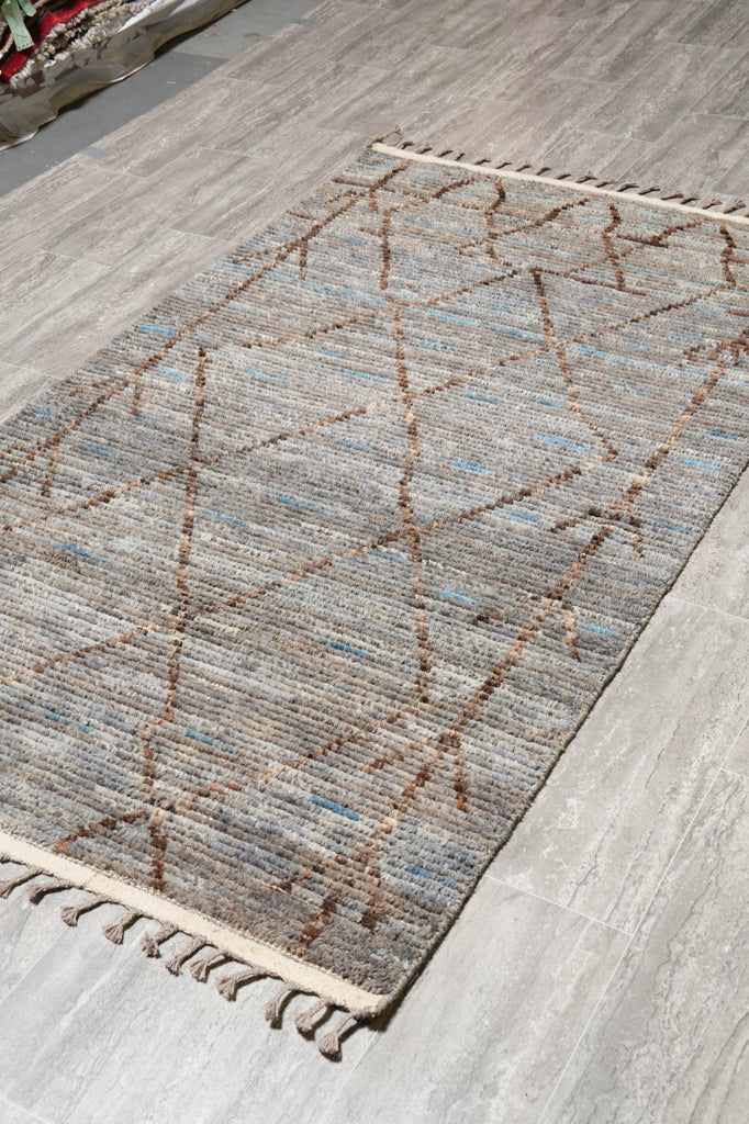 4 X 6.10 Moraco Contemporary Rug Handmade Wool Gray #F-4417