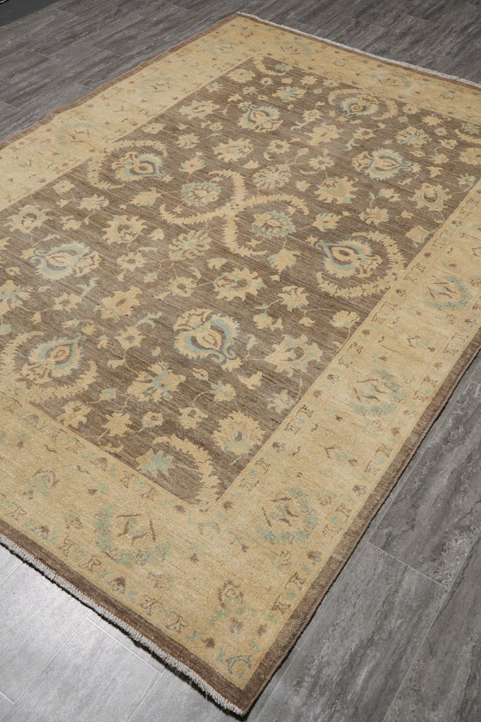 8.9 x 6 Gray Vegetable Dyed Ziglar Chobi Peshawar Rug 75504
